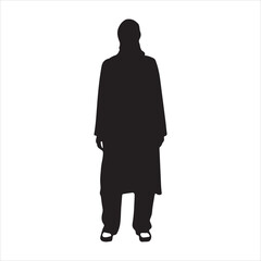 Poster - A hijab woman vector silhouette, Black color silhouette, white background