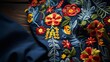 A close-up of a traditional Hungarian embroidered blouse
