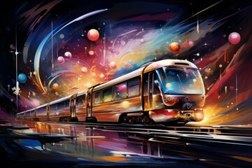 Canvas Print - Christmas Train Sets - Generative AI