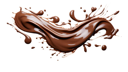 Wall Mural - Spilled chocolate splash isolated on transparent white background