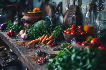 Wall Mural - Different vegetables. Fresh organic healthy food