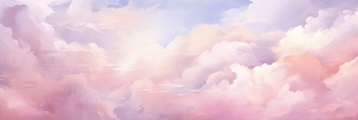 Wall Mural - pink clouds in the sky stage fluffy cotton candy dream fantasy soft background. generative ai.