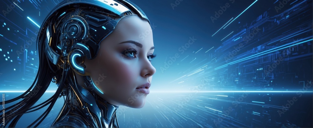 Image of the fusion between a human being and a machine, where ...