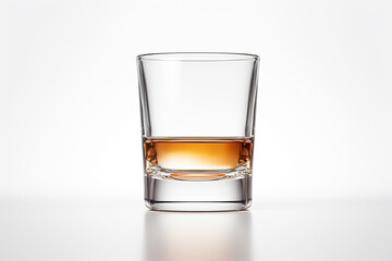 Whiskey served neat in a glass. Glass with long drinks on white background. Generative AI.