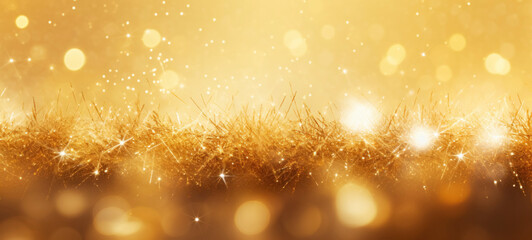 Wall Mural - Abstract background with golden fireworks, sparkles, shiny bokeh glitter lights