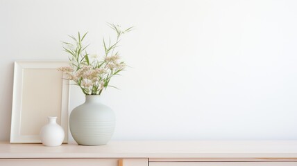 Wall Mural - white vase with flowers on the table. Generative AI