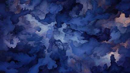 Blue space galaxy nebula backgrund. Beautiful abstract illustration. Generative AI