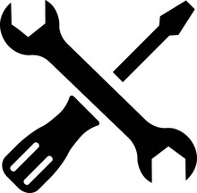 Tool Repair And Service Icon In Flat. Isolated On Transparent Background. Hammer Working Engineering Tools Icon. Instrument Construction Wrench And Screwdriver. Vector For Apps, Web