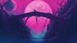 Purple halloween landscape. Generative AI