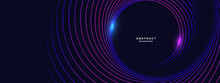 Blue Abstract Background With Spiral Circle Lines, Technology Futuristic Template. Vector Illustration.	
