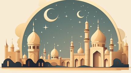 islamic decoration background with mosque