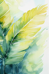 Wall Mural - Watercolor tropical palm leaves. Generative AI