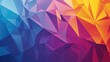 bright and colorful abstract geometric background with various polygonal shapes. Colors move from yellow and orange to purple and blue.