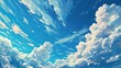 blue sky with clouds, manga, anime, comic style generative ai