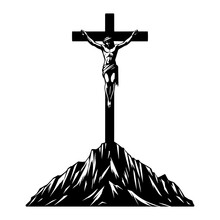 Jesus Christ Crucifixion Silhouette. Vector Illustration