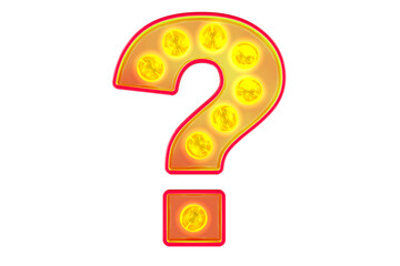 Leinwandbilder - Light bulb question mark, glowing retro font. 3D rendering isolated on transparent background