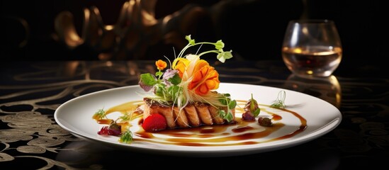 Wall Mural - Sophisticated dining with artistic cuisine.
