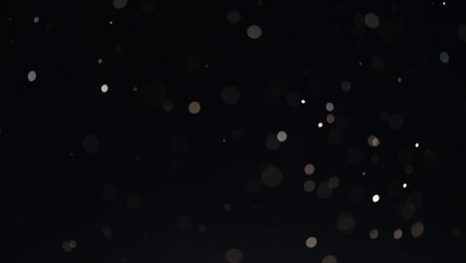 Wall Mural - flying sparks, magic dust lights, christmas and new year floating littering stars on black bokeh bac