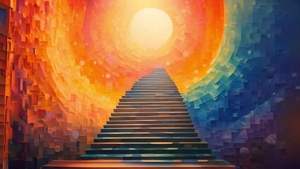 Wall Mural - 太陽と階段,Generative AI 