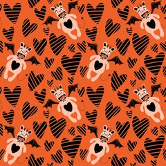 Love monsters with wings pattern for wrapping paper and fabrics and linens and kids clothes print