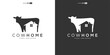 Bull, Cow, Angus, Cattle with House for Home Real Estate Residential Mortgage Apartment Building Logo Design