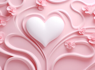 Wall Mural - pink background with hearts