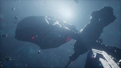 Wall Mural - space station of the future investigates a cosmic haze