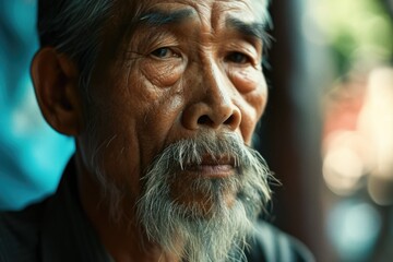Aufkleber - A close up shot of a man with a beard. This versatile image can be used in various contexts