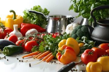 Aufkleber - A variety of fresh vegetables neatly arranged on a table. Perfect for healthy eating concepts and farm-to-table imagery