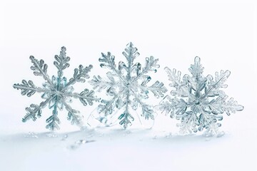 Poster - A group of snowflakes sitting on top of a white surface. Perfect for winter-themed designs and holiday projects