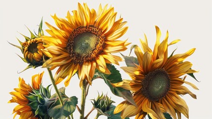 Poster - A bunch of sunflowers arranged in a vase. Suitable for home decor or floral-themed projects