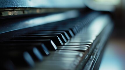 Poster - A detailed view of the keys of a piano. Perfect for music-related designs and concepts