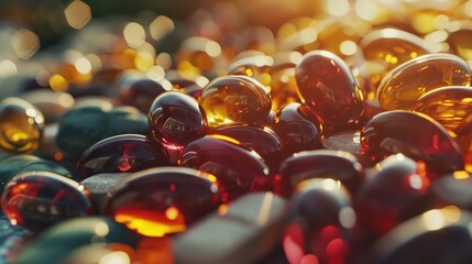 Poster - A pile of glass marbles sitting on top of a table. Versatile image that can be used for various projects