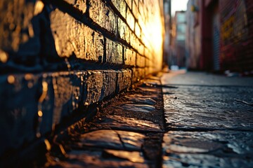 Poster - A close-up view of a brick wall with water droplets. Suitable for backgrounds and textures