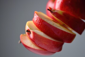 Poster - Close up of sliced apples on a table. Suitable for food-related projects