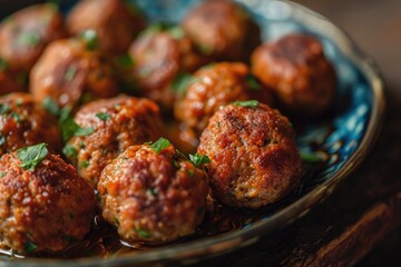 Poster - A bowl filled with meatballs covered in sauce. Versatile image suitable for various culinary and food-related projects