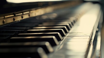 Poster - Close up view of piano keys. Perfect for music-related designs and concepts