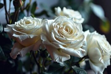 Poster - White roses arranged in a vase, suitable for various occasions