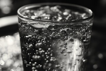 Poster - A simple image of a glass filled with water sitting on top of a table. Suitable for various uses