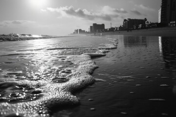 Poster - A monochrome image capturing the beauty of the ocean. Suitable for various uses