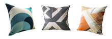 Modern and minimalist design for decorative cushions with geometric lines. Isolate dover white transparent background