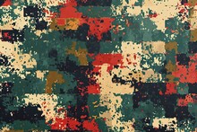 Abstract Pixel Wallpaper Of Colorful Military Pattern Camouflage
