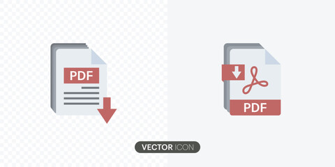 Fototapete - PDF file format icons set.PDF file download symbols.Different style icons set. PDF file download icon set trendy flat icon.vector illustration