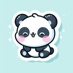  Cute panda is posing adorable. Die cut panda sticker isolation backround. Cute kawaii panda