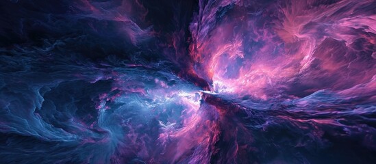 Poster - Computer generated rendering of abstract background with bipolar dark matter and energy in space.