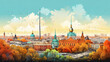 Berlin skyline panorama with famous tv tower in beautiful evening light at sunset germany