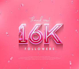 16k followers design for a thank you. in a soft pink color.