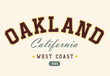 Oakland College varsity graphic for apparel, t shirt, tee, sweatshirt, Hoodie vector graphic