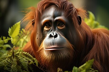 Wall Mural - Orang Utan in tropical forest