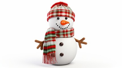 Wall Mural - Snowman with hat and scarf isolated on white background isolated on white background,. Created using Generative AI Technology